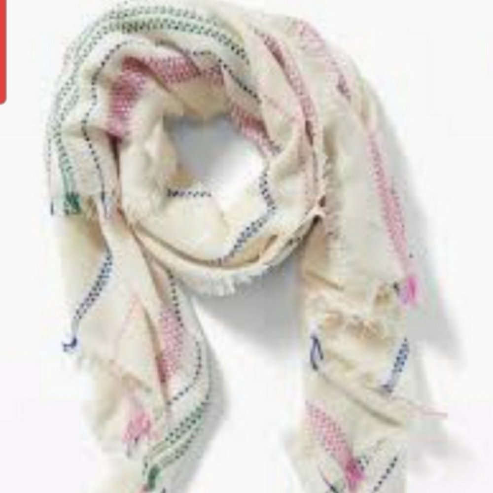 NWT Old Navy large creme pastel scarf with fringe
